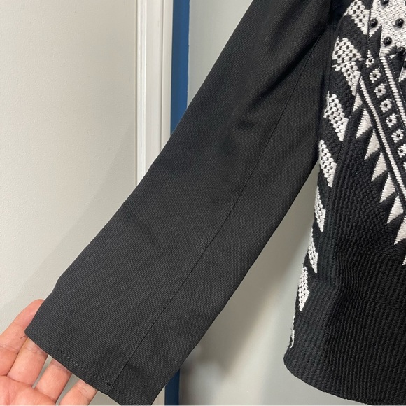 H&M Beaded Embroidered Crop Black and White Women Jacket size 4 - Picture 9 of 15